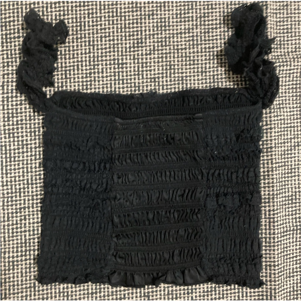 Urban Outfitters  Top Black Smocked Fabric with Ties